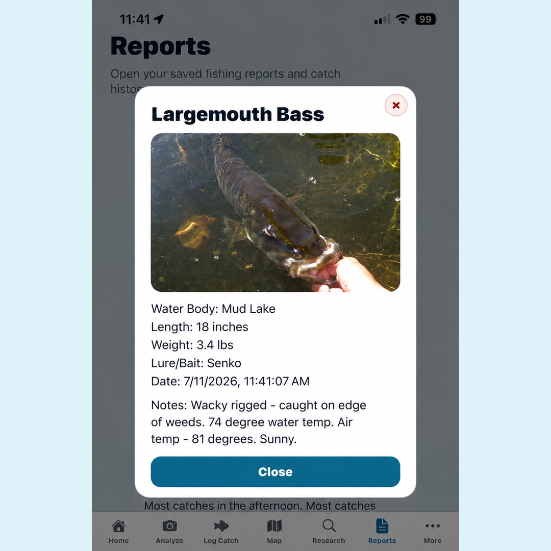 CastWise logged catch screenshot