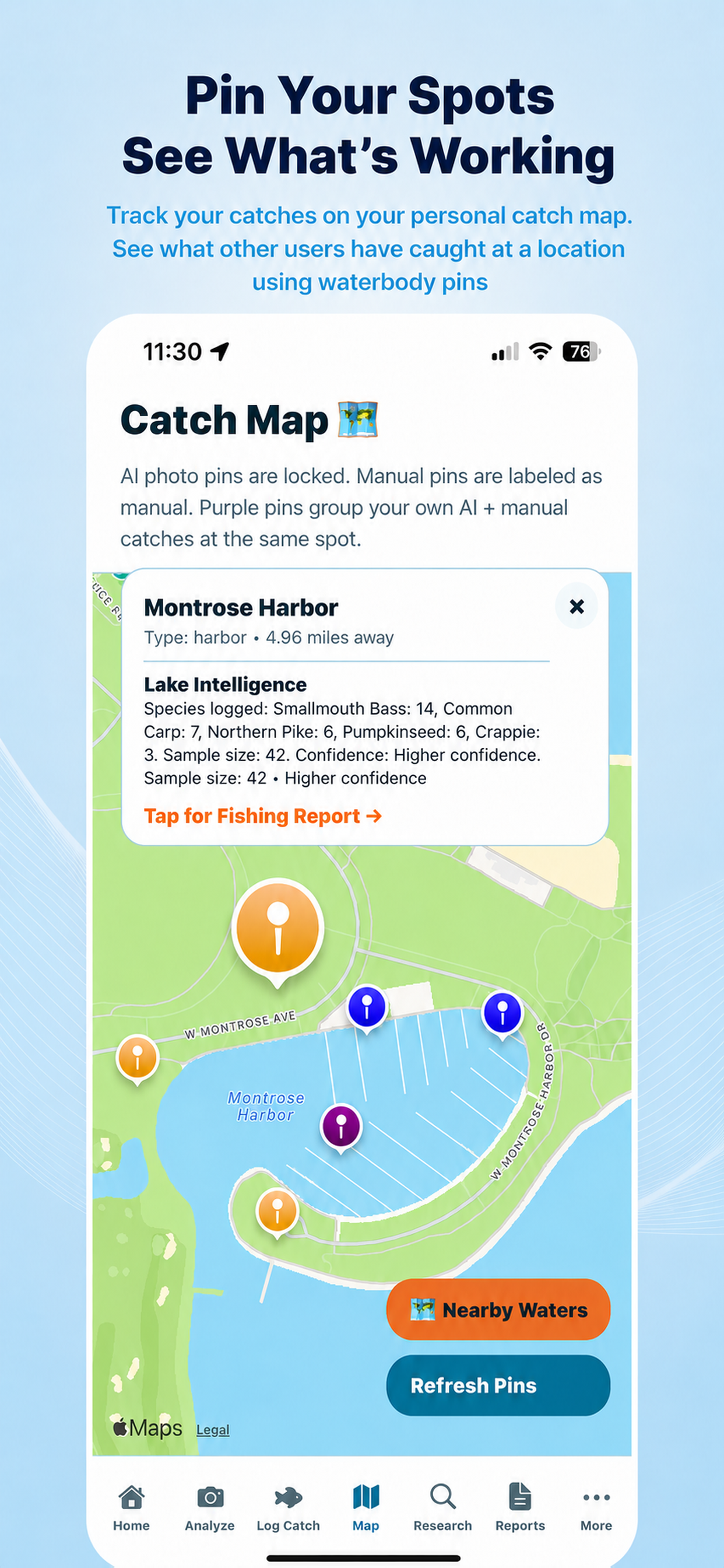 CastWise map and spots screen