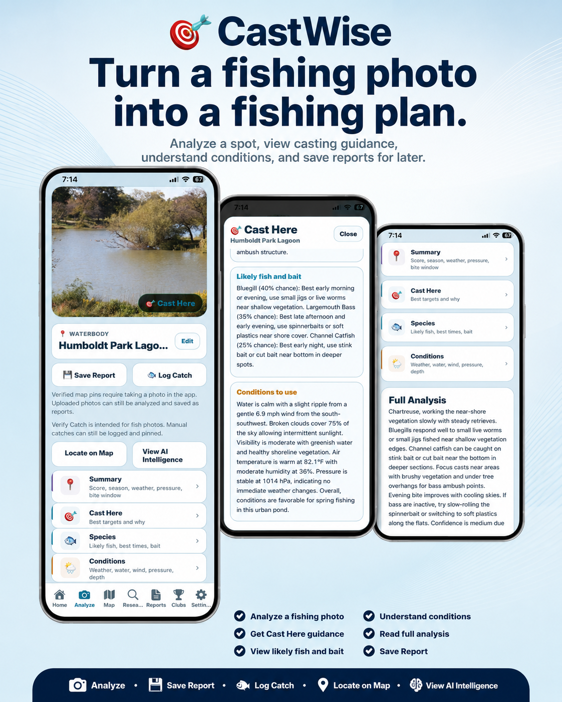 CastWise smart catch log screen