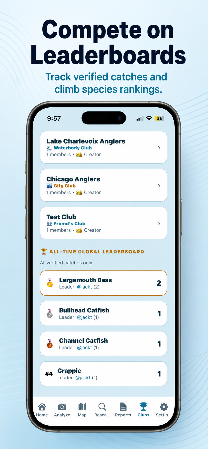 CastWise clubs screen
