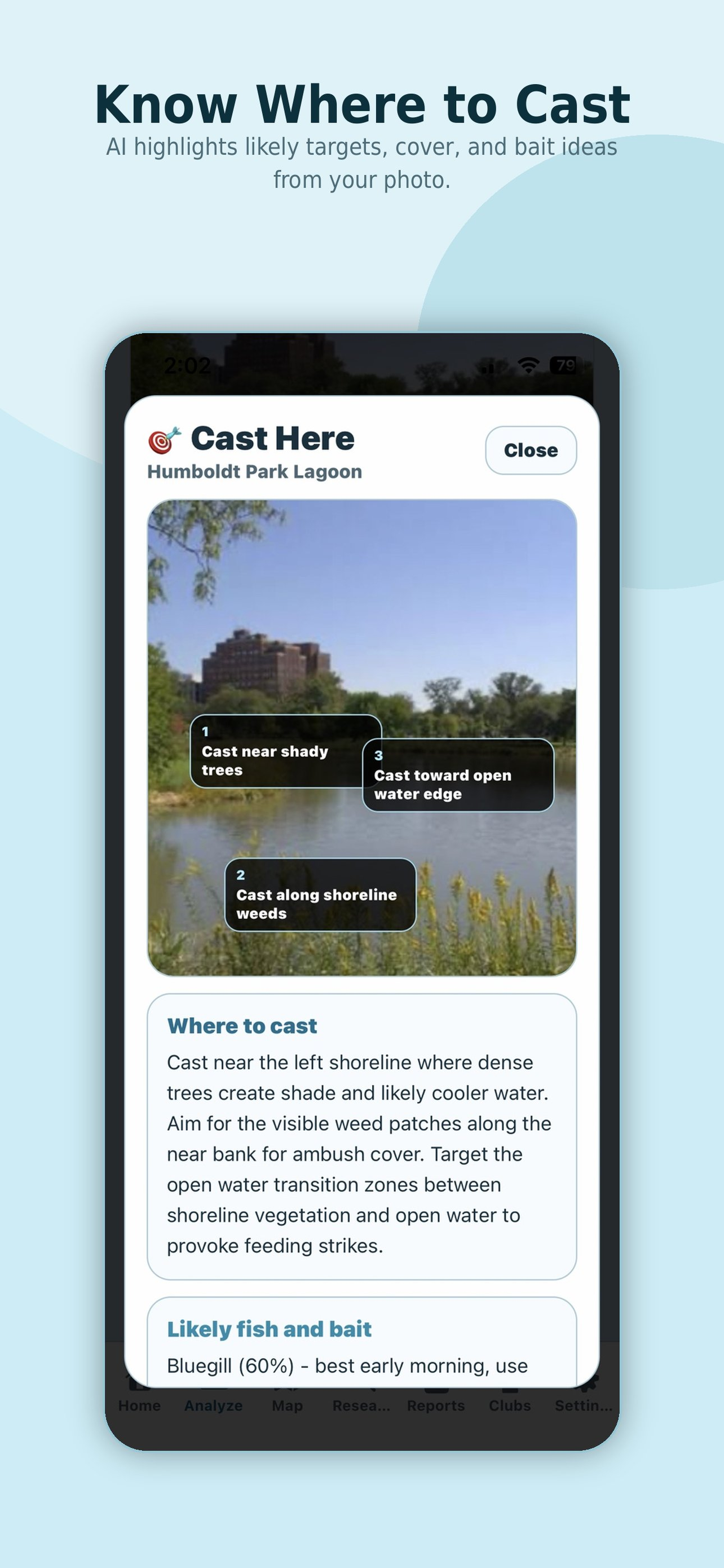 CastWise private fishing map screen