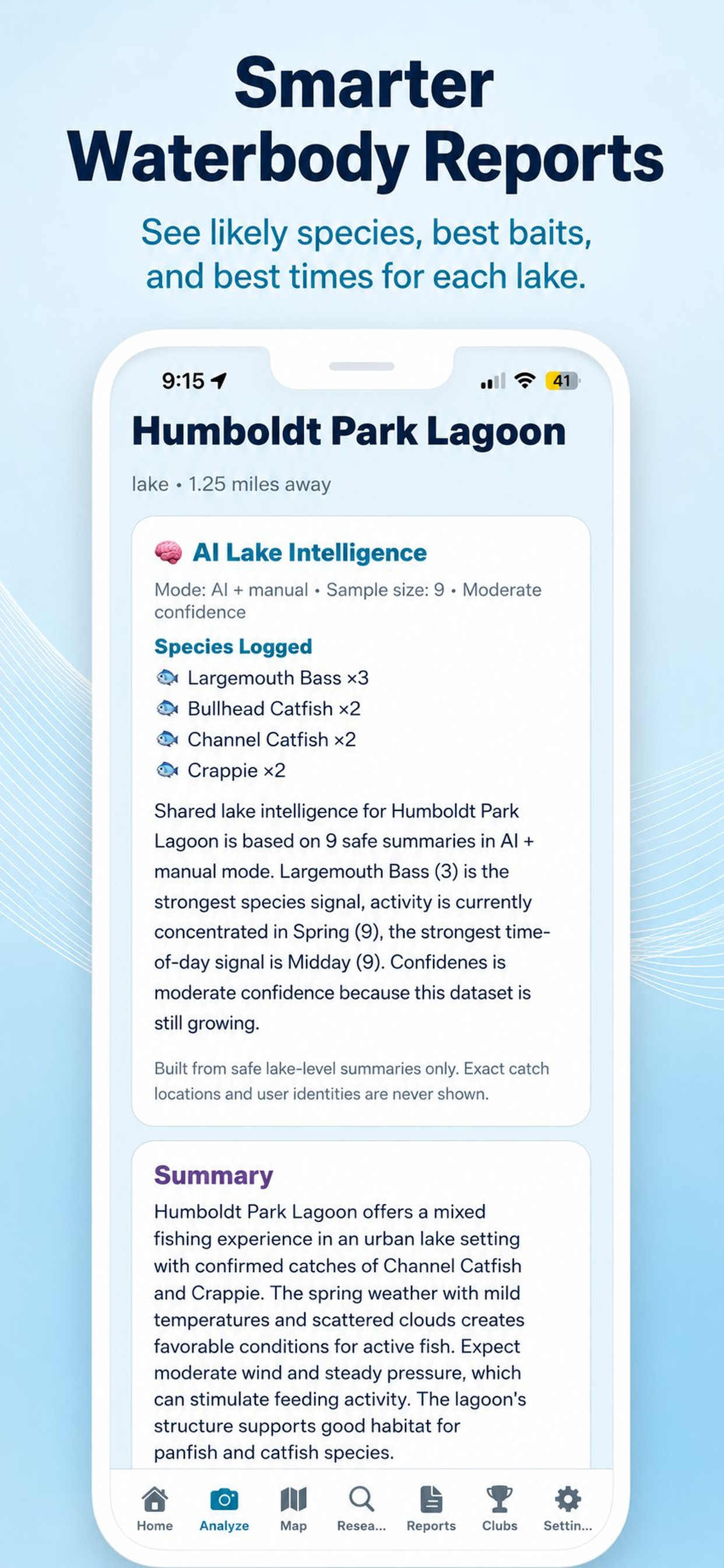 CastWise lake research screen
